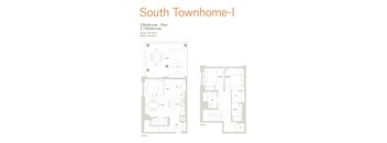 A floor plan for a South Townhome-I with two bedrooms and a den and a 2.5 bathroom.
