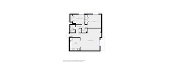A floor plan for a home with a living room, kitchen, and bathrooms.