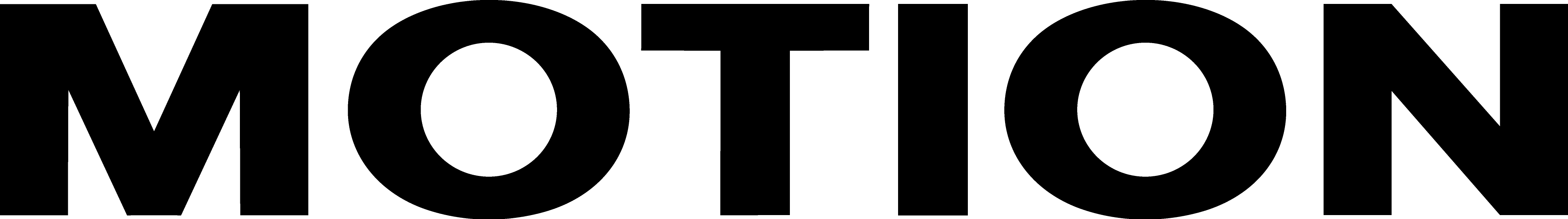 The image shows the word "MOTION" in large, bold letters.