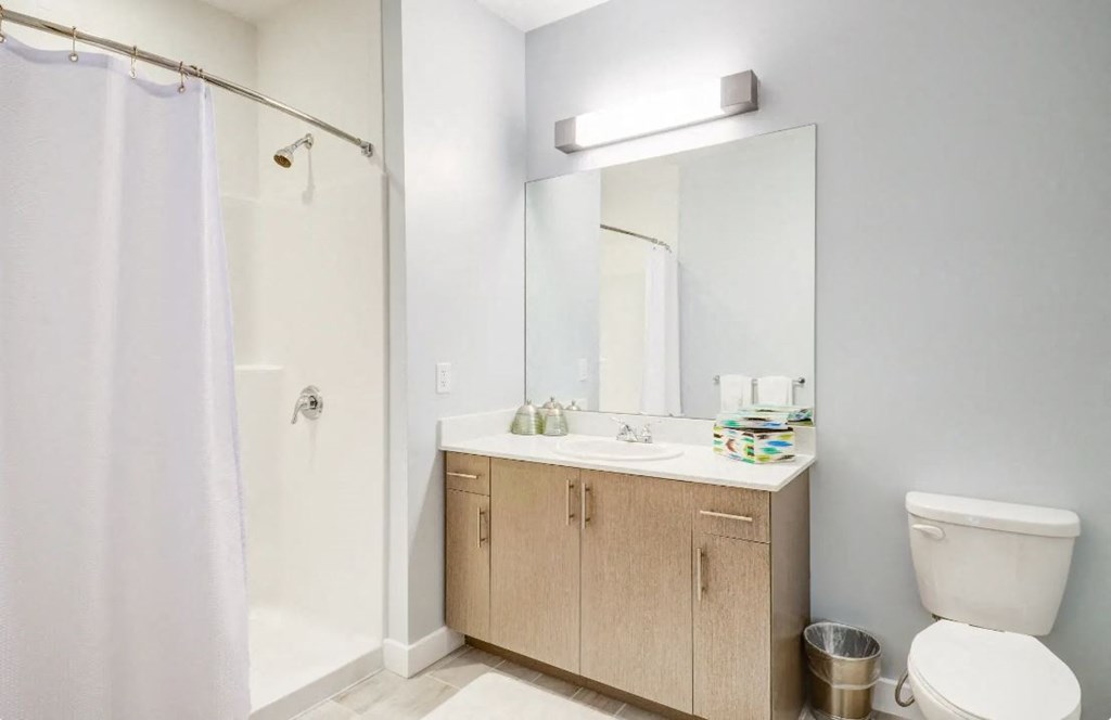 a bathroom with a sink toilet and a shower