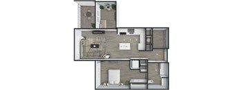 1 Bedroom 1 Bath with Den 810sqft