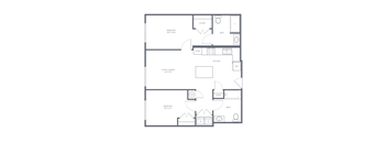 A black and white floor plan of a two-bedroom apartment.