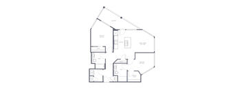 A floor plan of a house with a living room, dining room, kitchen, and bathrooms.