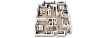 A top-down view of a house layout with labeled rooms.