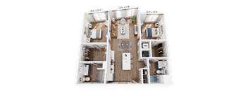 A 10'5"x13'1" bedroom with a 10'2"x11'9" living room and a 13'5"x17'0" kitchen.