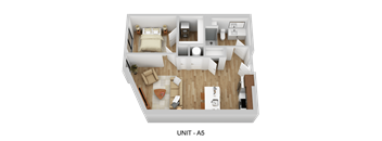 A 3D floor plan of a unit labeled A5.