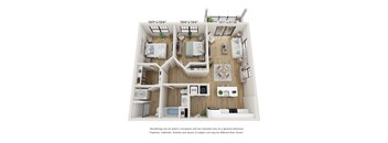 A floor plan of a two bedroom apartment.