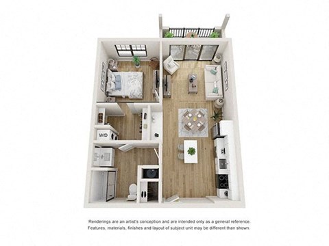 a 2 bedroom floor plan with a kitchen and a living room
