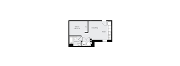 a floor plan of a 1 bedroom floor plan