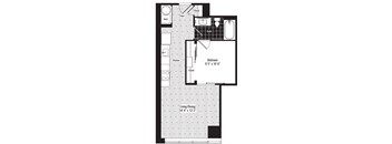 a floor plan of a small house with a kitchen and a living room