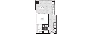 a floor plan of a bedroom apartment with a bathroom and a living room