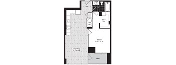 a floor plan of a small house with a garage