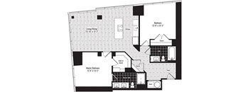 floor plan of the upper level of a 555 sq ft floor plan