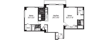 a floor plan of a house with a bedroom and a living room