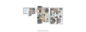 A set of three floor plans for a house with varying layouts.