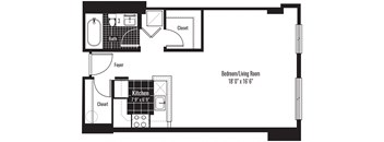 a floor plan of a house with a bedroom and a living room