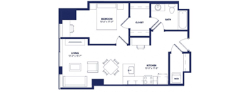 1 bed 1 bath C at Two Twelve Clayton Apartments, Missouri, 63105