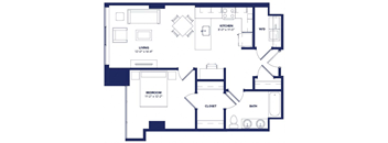 1 bed 1 bath D at Two Twelve Clayton Apartments, Clayton, MO, 63105