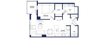 1 bed 1 bath G at Two Twelve Clayton Apartments, Clayton, Missouri