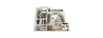 1 Bedroom, 1 Bathroom - 736 SF