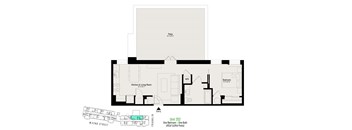 A floor plan of a one bedroom apartment on W 32nd street.
