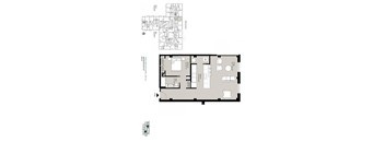 A floor plan of a building with rooms and dimensions.