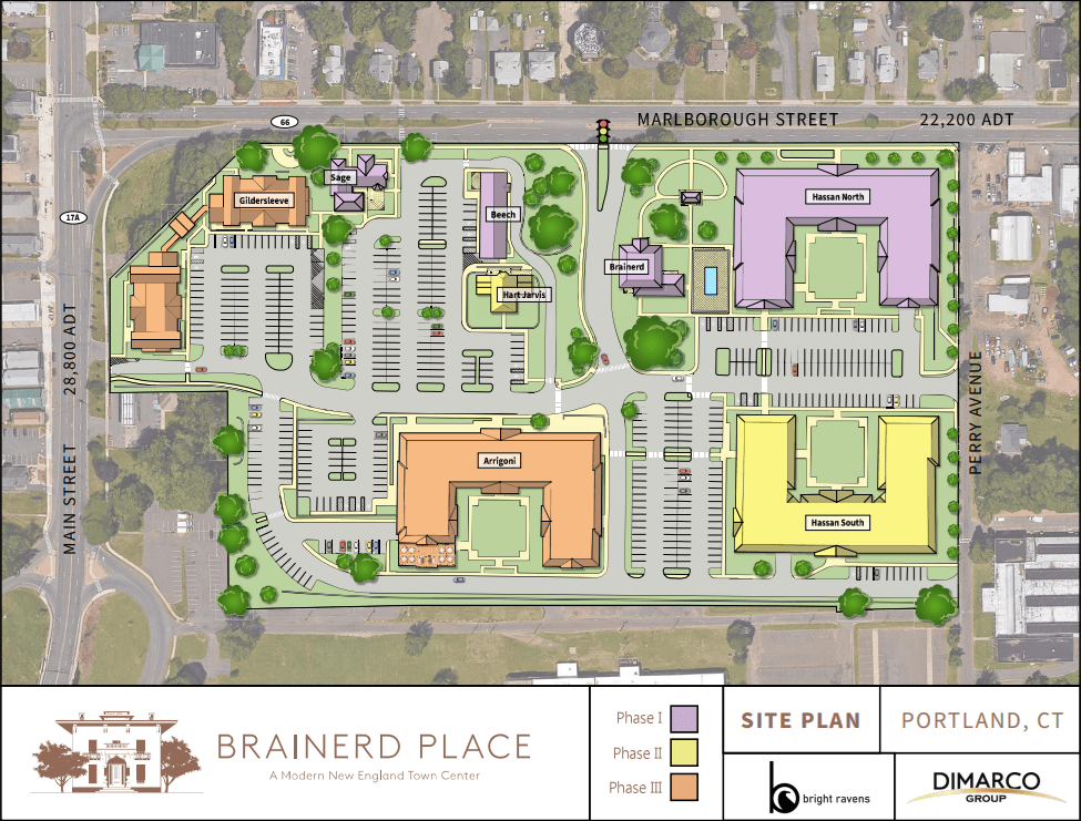 A site plan for Brainerd Place in Portland, CT.