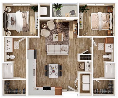 a 1 bedroom apartment with a bathroom and a living room