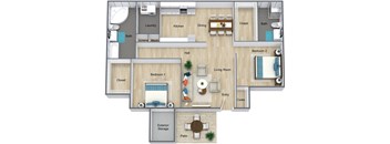 2 Bedroom 2 Bathroom Apartment