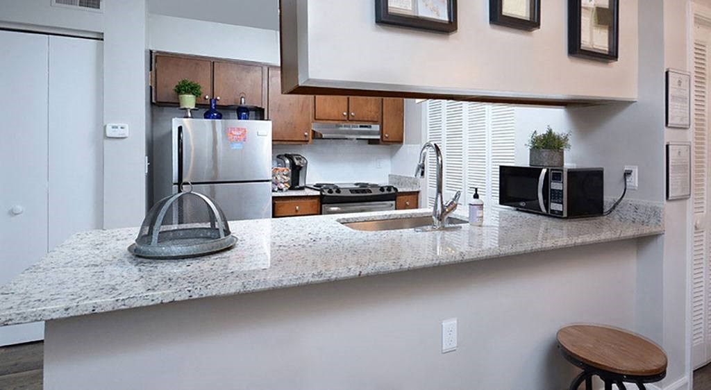 Kitchen breakfast bar at River View, Carrboro, NC, 27510