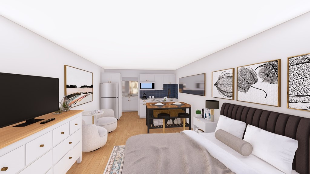 Living Area With Kitchen at The Charlie, Charlotte, NC 28262