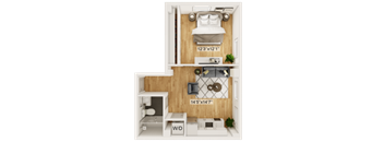 Clay Floor Plan | 418 Sq. Ft. at Residences at Richmond Trust, Richmond