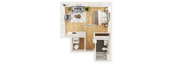 Leigh Floor Plan | 488 Sq. Ft. at Residences at Richmond Trust, Virginia