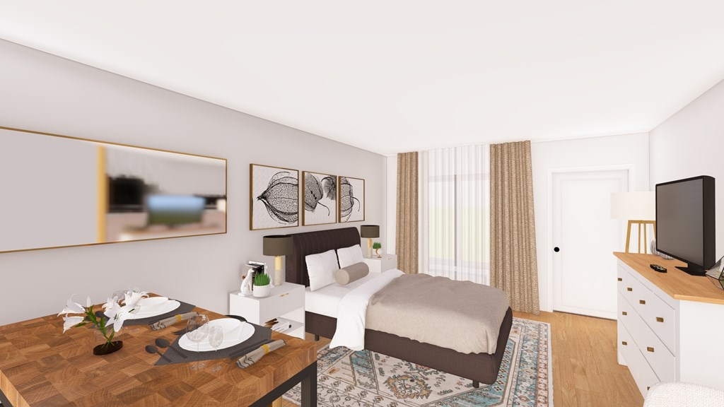 Bedroom With TV at The Charlie, Charlotte North Carolina