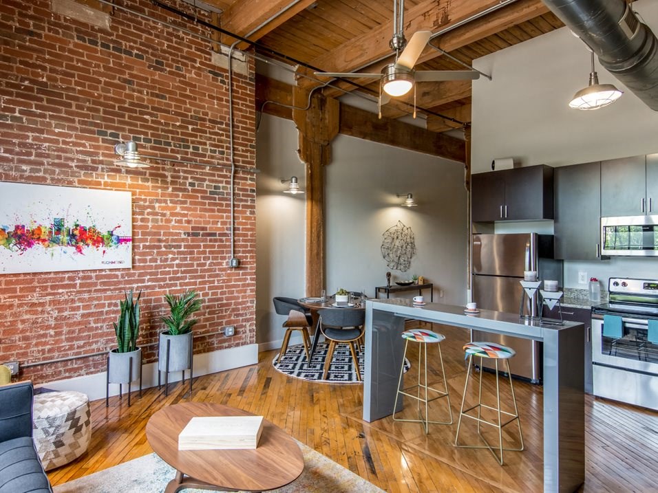 Living Area With Kitchen View at The Hudson, Richmond, 23224
