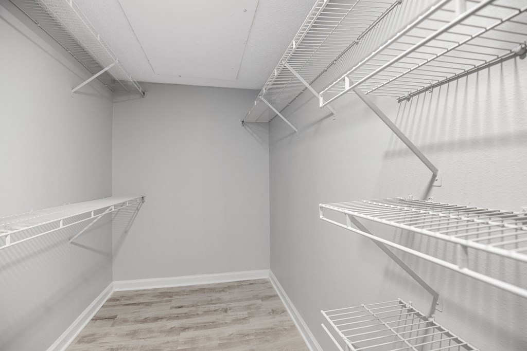the walk in closet at Midtown Crossing in Raleigh, NC