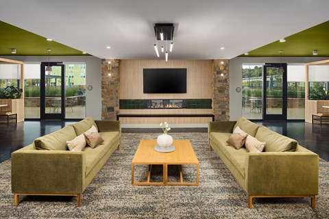 A living room with two couches and a coffee table.