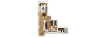Cary Floor Plan | 550 Sq. Ft. at Residences at Richmond Trust, Richmond