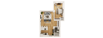 Laurel Floor Plan | 696 Sq. Ft. at Residences at Richmond Trust, Richmond, Virginia