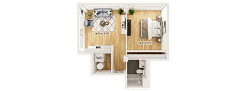 Belvidere Floor Plan | 590 Sq. Ft. at Residences at Richmond Trust, Virginia