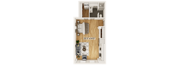 Grove Floor Plan | 619 Sq. Ft. at Residences at Richmond Trust, Richmond