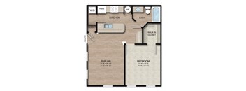 1 Bed 1 Bath Floor Plan | 625 to 655 Sq. Ft. at Orleans Apartments, Columbus, OH, 43221