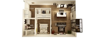 Fulton Floor Plan | 690-695 Sq. Ft. at Crossline, Columbus, OH, 43201
