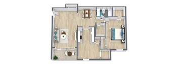 Northhampton Floor Plan | 909 Sq. Ft. at Bayville Apartments, Virginia Beach, VA, 23455