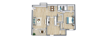 Boulevard Floor Plan | 978 Sq. Ft. at Bayville Apartments, Virginia, 23455