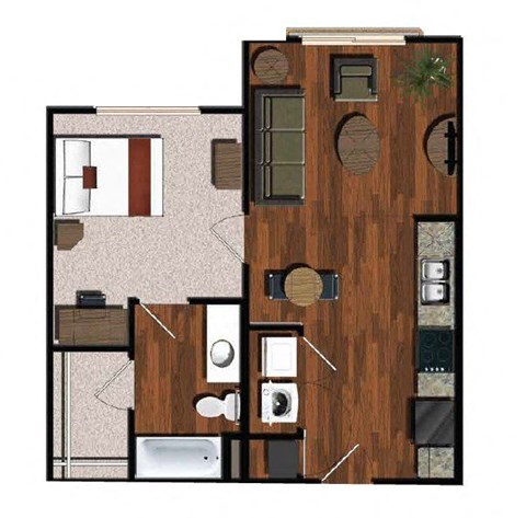 a floor plan of a room with a bed and a bathroom