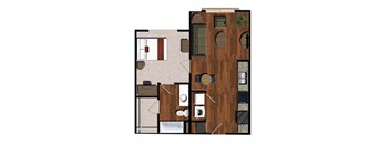 1 Bedroom 1 Bath Floor Plan at Proximity at ODU, Virginia, 23508