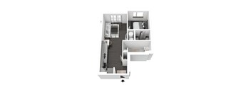 1Bedroom A2 Floor Plan | 630 Sq. Ft. at Metropolis Apartments, Glen Allen