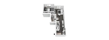1Bedroom A3 Floor Plan | 740 Sq. Ft. at Metropolis Apartments, Virginia