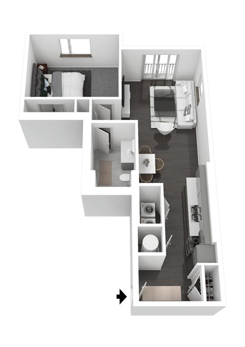 1Bedroom A3 Floor Plan | 740 Sq. Ft. at Metropolis Apartments, Virginia